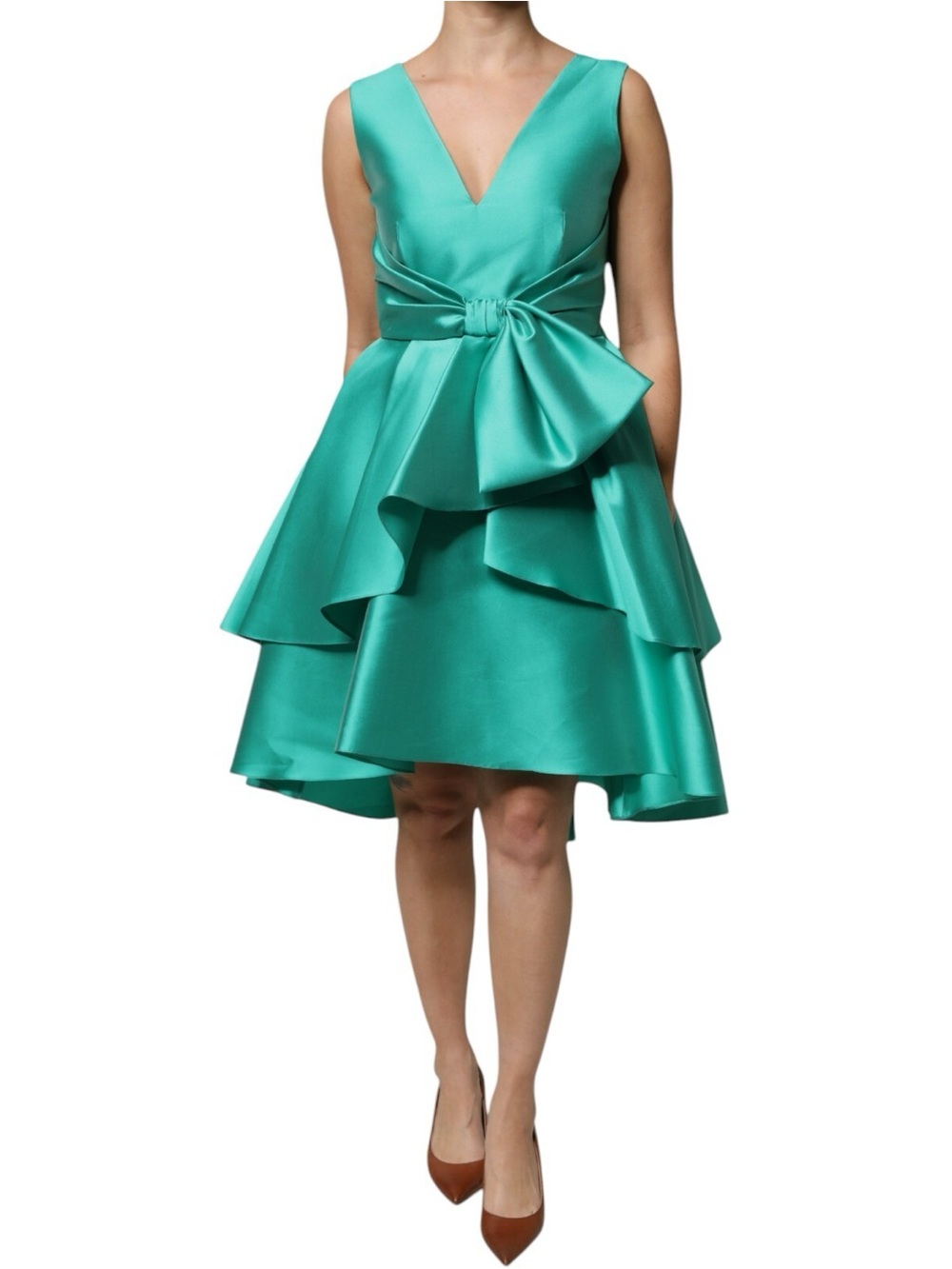 NEW Alberta Ferretti Couture Limited Edition emerald green taffeta dress